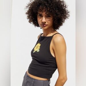 Urban Outfitters🌻Truly Madly Deeply Black Sunflower Tank Top
